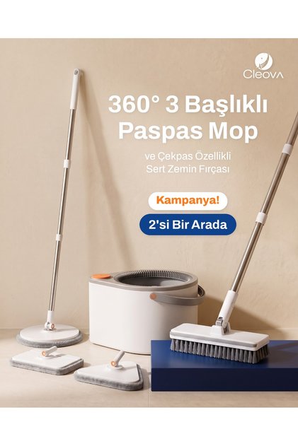 360 Mop ve Sert zemin Banyo Fırçası 2 in 1