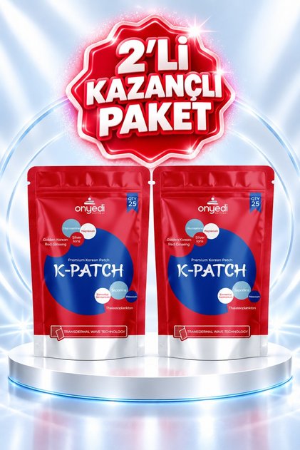 K-Patch 2'li Kazandıran Paket | Ginseng | Glukozamin | Magnezyum ve Gümüş İyonları İçeren Ağrı Bandı, 25 Adet