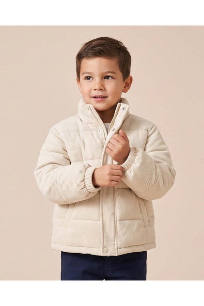 Boys Ivory Quilted Patch Jacket