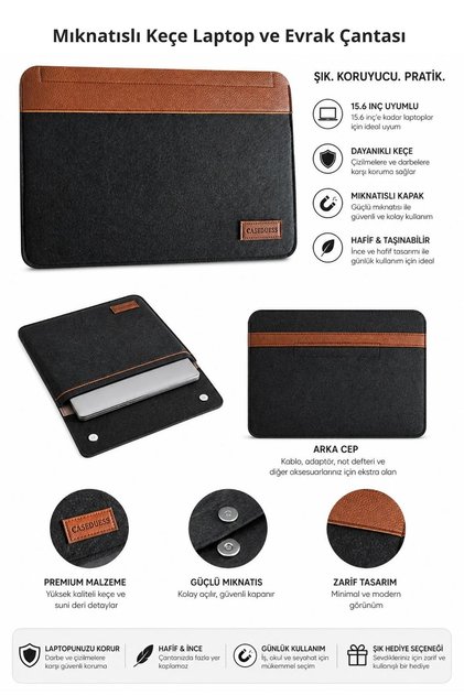 ®   15.6 Inch Magnetic Felt Laptop and Briefcase, Notebook Computer and File Carrying Bag