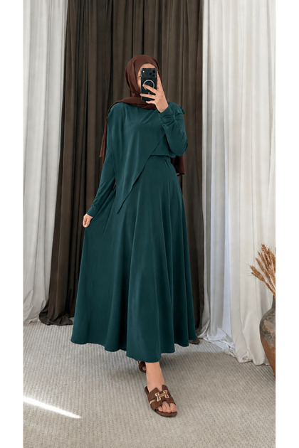 Asymmetrical Cut Sandy Skirt Set - Mg - Emerald Green
