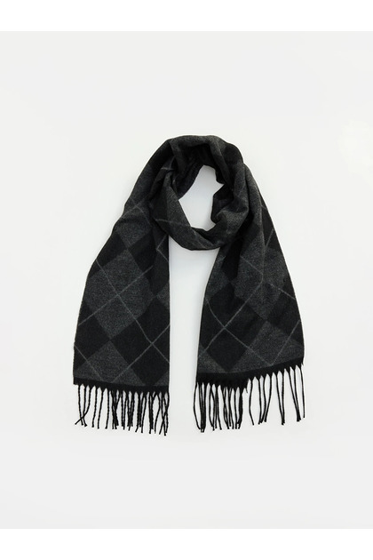 Anthracite Diamond Patterned Men's Scarf