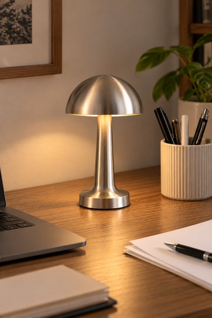 Lampă de masă LED reîncărcabilă, Control tactil, 3 tonuri de lumină, USB-C, 5200 mAh, Argintiu