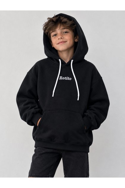 Boy's Oversize Embroidered Hooded Sweatshirt