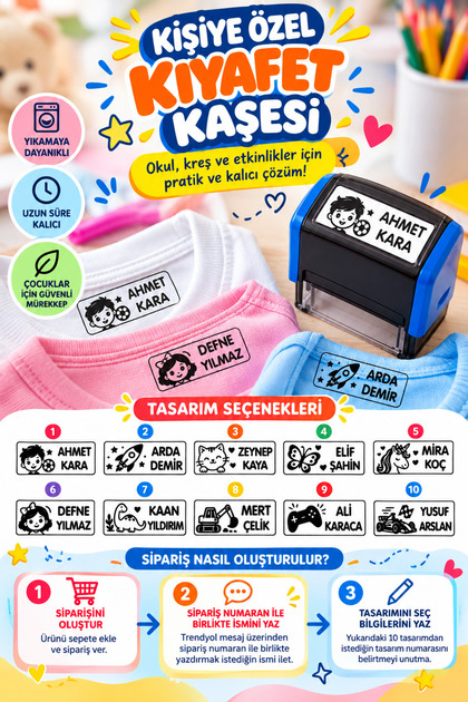 Kişiye Özel Kıyafet Kaşesi / Çocuk Okul Kreş İsim Kaşesi
