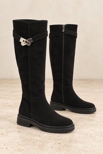 Ranch Zippered Metal Buckle Casual Women's Riding Boots
