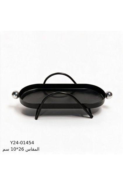 Black Metal Serving Tray - Oval - Small - 26X10 cm
