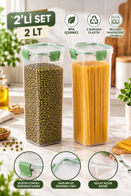 02 2003 Tower 2-Piece Leak-Proof Lockable Square Storage Container 2 Lt - Deep Food Container Set