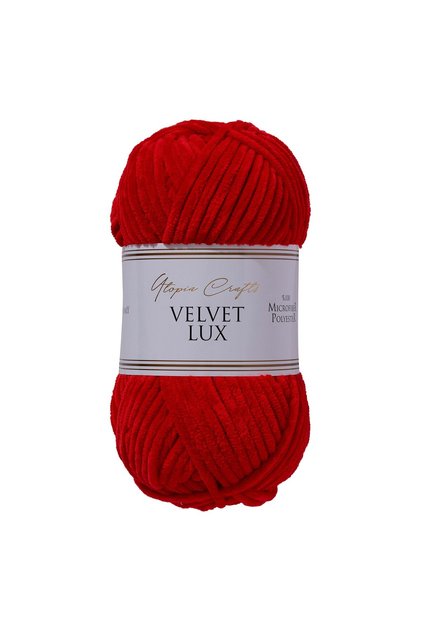 Velvet Lux 100gr Kadife Örgü İpi 110m - Kırmızı