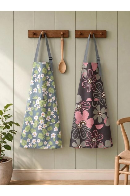 Pack of 2 - Printed Waterproof Apron with Adjustable Strap