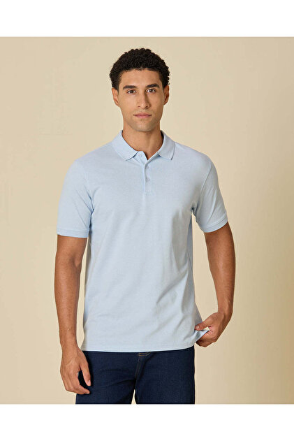 Men Blue Basic Polo Shirt