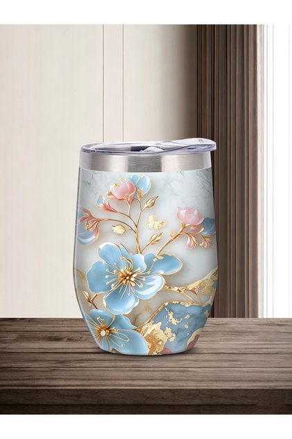 Floral Marble Stainless Steel Insulated Tumbler - 12Oz