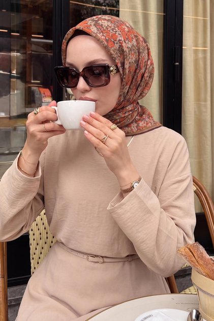 Soft Scarf Autumn Bloom Khaki