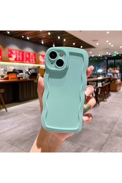 iPhone 13 Blue Flat Case with Wavy Edges