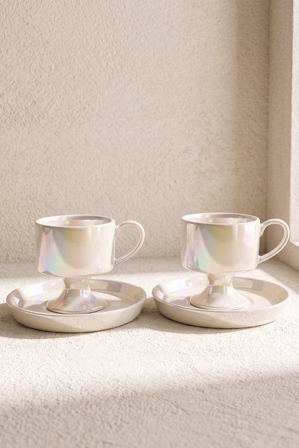 Ecroia Porcelain Coffee Cup Set for 2 People