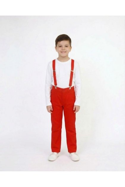 Boy's 23 April 29 October 3-Piece Set Long Sleeve T-Shirt - Pants - Suspender Bow Tie Set
