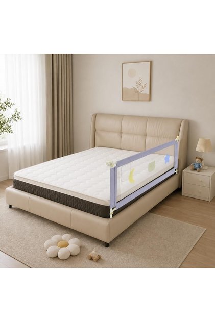 SKY-TOUCH Bed Rail for Toddlers 2m, Baby Bed Rail Guard Infants Safety Bed Guardrail Adjustable Height, Upgraded seamless reinforced safety fence protector baby crib rail guardrail (1 Side, 2m)