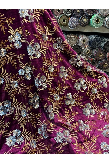 Sequin Embroidered Velvet Fabric