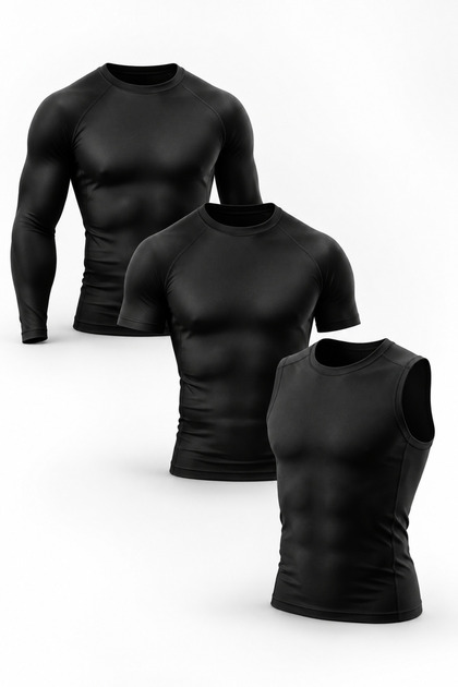 Basic Compression | Unprinted Lycra Body-Fitting Slim Fit T-Shirt, Sportsman's Body Suit