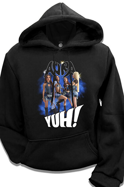 Aura Grup Yuh Şarkı Yeni Girlband Hoodie Aura Girl Group Printed Girlband Hooded Sweatshirt Unisex 100% Cotton Breathable Fabric Hoodie
