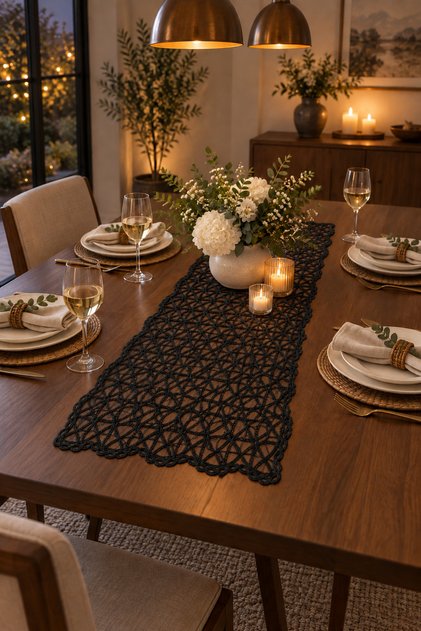 Lace-Look Runner for Everyday & Special Occasions – Stylish Addition for Dining Table, Nightstand, Coffee Table & Display Cabinet