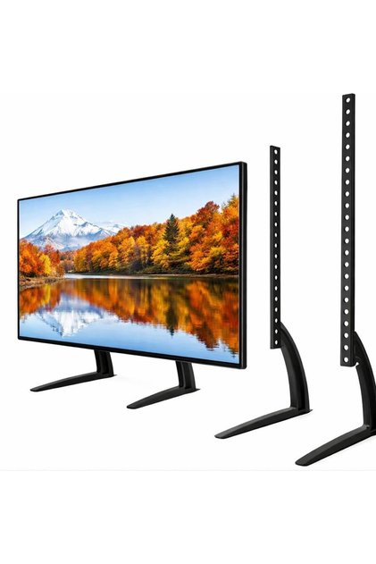 حامل تلفزيون عالمي للطاولة مناسب لأجهزة التلفزيون ذات الشاشات المسطحة LCD و LED من 37 إلى 75 بوصة، قابل لتعديل الارتفاع.