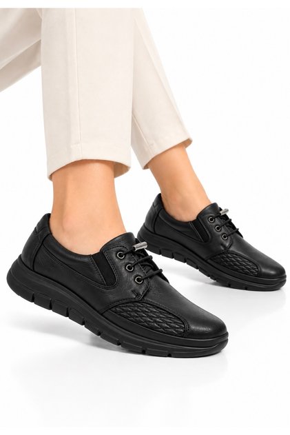 Yc 350 Women's Black Genuine Leather Orthopedic Daily Shoes Special for Heel Spur and Bone Protrusion