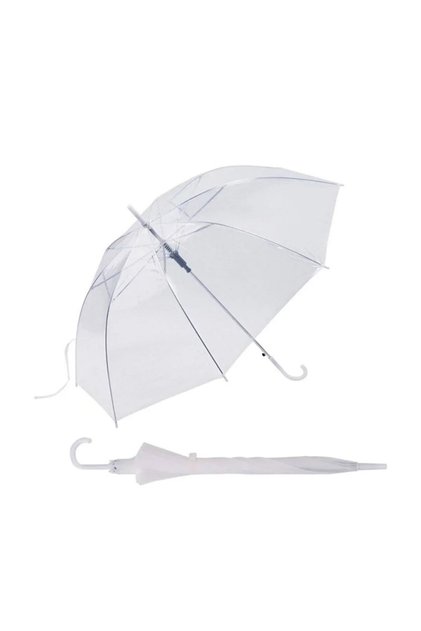 Şeffaf Şemsiye 90 cm 8 Telli Fiberglass İskelet PVC Kumaş Baston Saplı