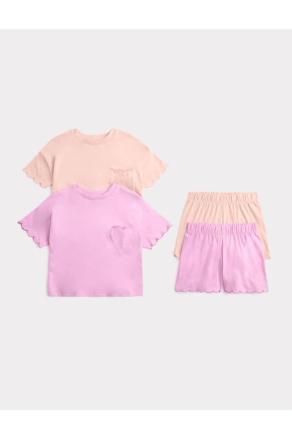 2'li Grafik Baskılı Şortlu Pijama Takımı