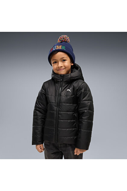 Essentials Padded Çocuk Siyah Kapüşonlu Mont