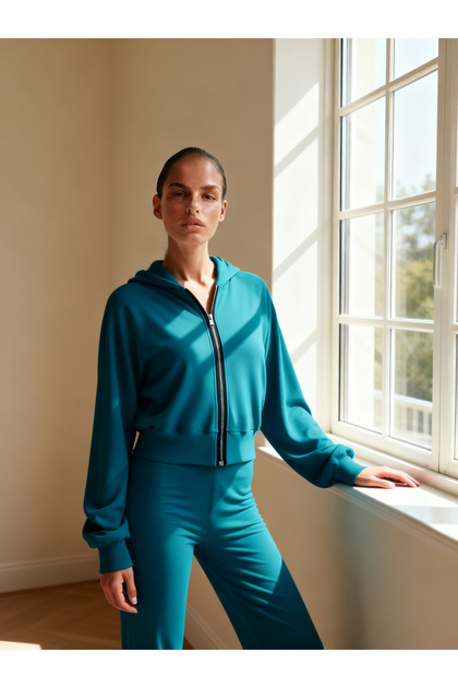 Womens Teal Hoodie and Trousers Co-ord Set