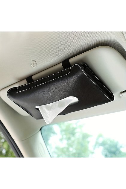 Black New Soft Leather Car Tissue Box Car Sun Visor Type Block Hanging Container Towel Napkin Holder