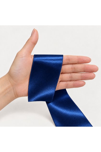 Satin Ribbon Navy Blue 6.5 cm 90 Meters Hobby Decoration Ornament Packaging