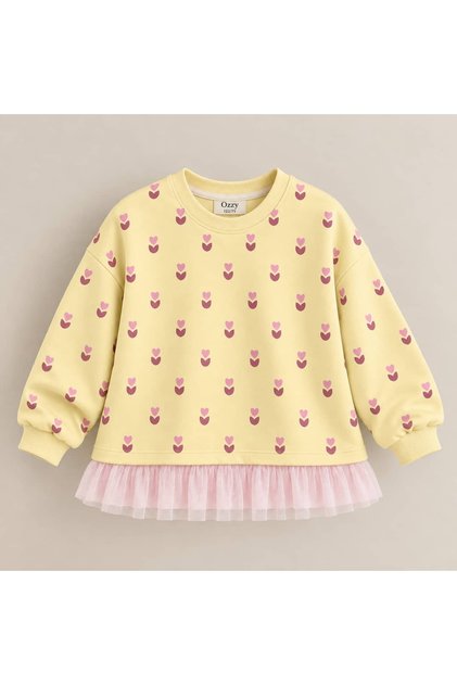 Girl's Tulle Detailed Sweatshirt