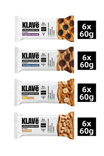 High Protein Bar Assorted - 60 g X 24 Pieces - 15g Protein, Vegan and Gluten-Free