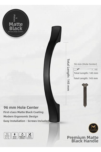 96 mm Sülün Handle Furniture Cabinet Drawer Handle Kitchen Bathroom Wardrobe Handle Luxury Chrome-Silver-Black