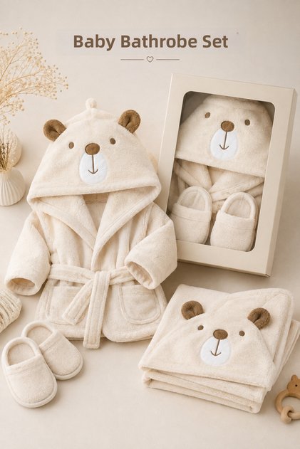 100% Cotton Pink Rabbit Baby Girl Bathrobe Set / Premium Quality Baby Girl Bathrobe Set / Gift Newborn Bathrobe Set
