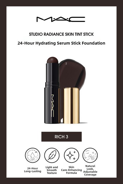 Studio Radiance Skin Tint Stick Serum Stick Foundation with Moisturizing Effect for up to 24 Hours - Rich 3