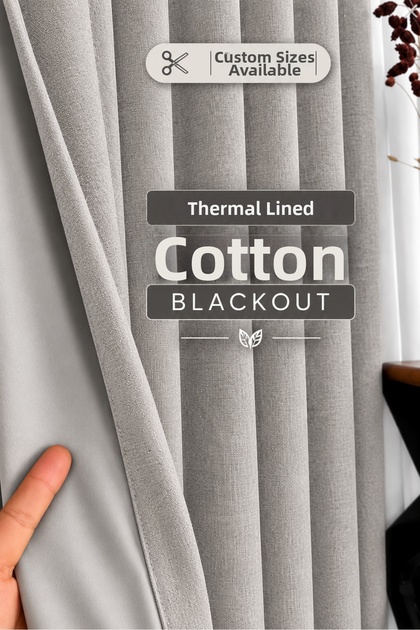 Light Gray Thermal Linen Blackout Lined Plain Pleatless Extrafoam Drawstring Blackout Light Heat-Resistant Background