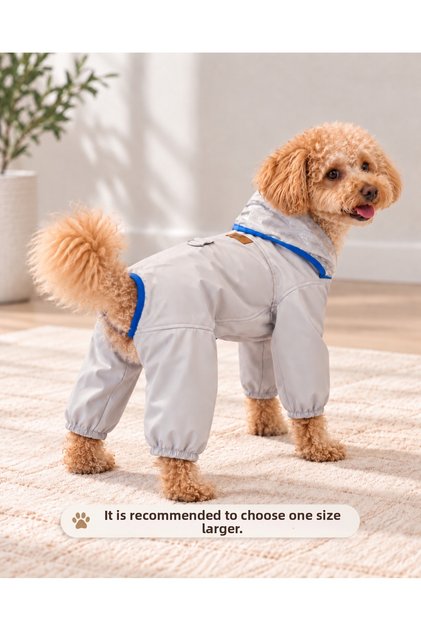 Water Repellent Dog Raincoat with Transparent Visor and Elastic Legs Dog Clothing
