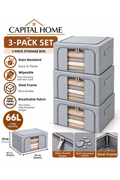 3-Piece Bag Set with Steel Frame+ Transparent Windows+Double Zippers