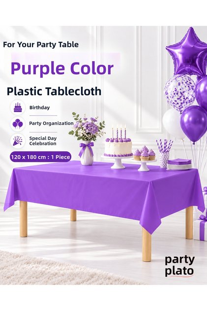 Purple Plastic Tablecloth 120X180 cm Rectangular Birthday Party Cover 1 Piece