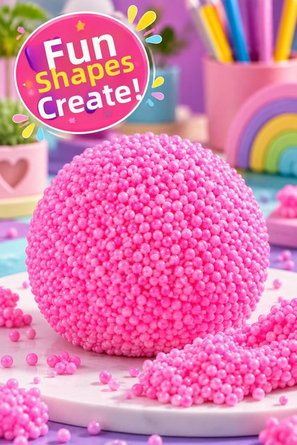 Pink Foam Beads Shapeable Play Dough Fun Activity Toy for Ages 3+