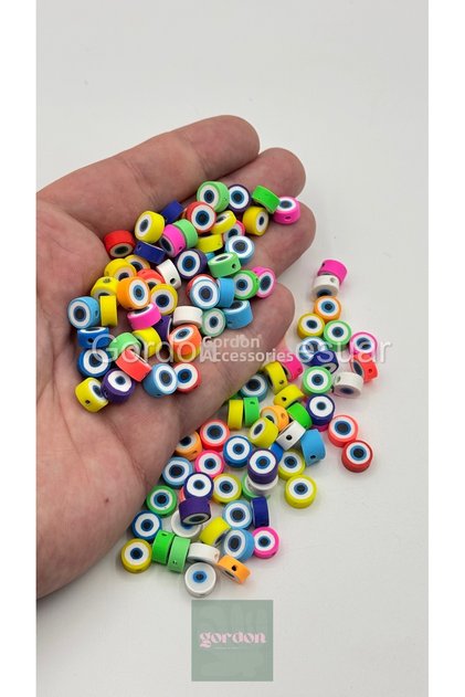 10mm Mix Evil Eye Beads Fimo Figure Beads Jewelry Beads 100Pcs