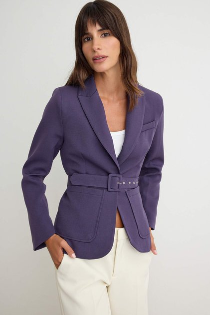 Plum Purple Belted Blazer Jacket Twoaw27Bc00059