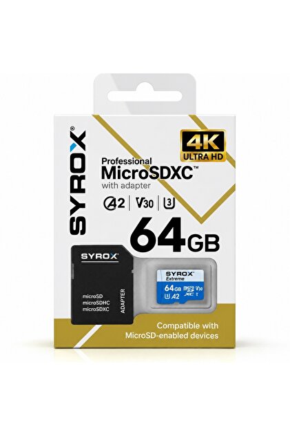 64GB MİCRO SD KART (HAFIZA KARTI + ADAPTÖR DAHİL ) A2 , V30 , U3 - 4K CLASS 10