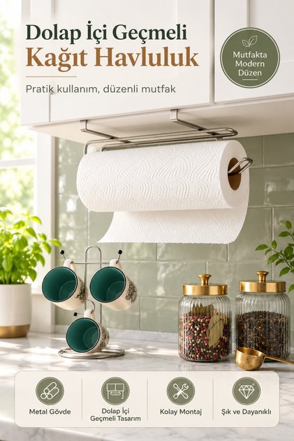 Krom Dolap İçi Kağıtlık Havlu Askısı Peçetelik Askısı Kağıt Havluluk
