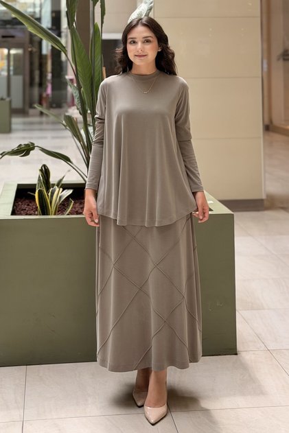 Skirt with Cross Ribbed Stitching Set