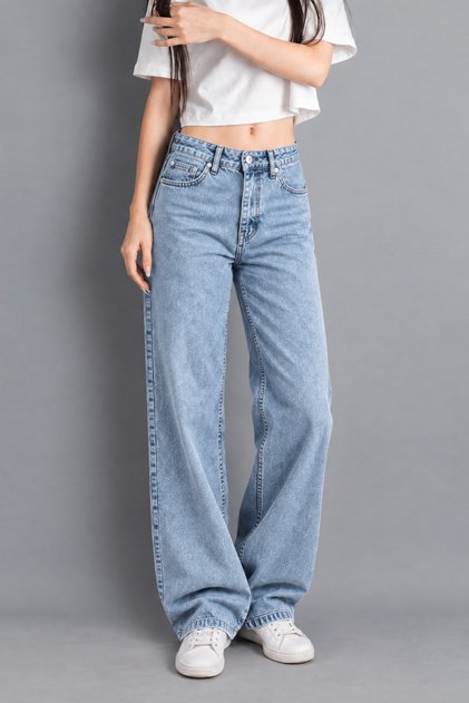High Waist Lycra Wide Leg Palazzo Jean Wide Leg Women's Denim Pants