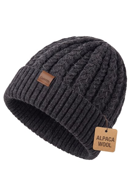 Unisex Alpaca Wool Folded Hair Knit Beanie